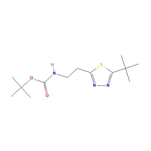 tert-butyl N-[2-(5-tert-butyl-1,3,4-thiadiazol-2-yl)ethyl]carbamate (CAS: 1244059-29-7) - Chemical Structure and Molecular Formula 