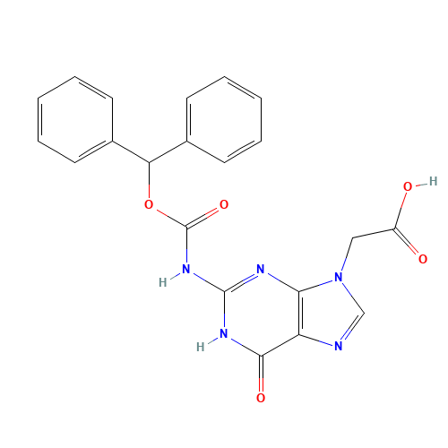 2-[2-(benzhydryloxycarbonylamino)-6-oxo-3H-purin-9-yl]acetic acid (CAS: 169287-79-0) - Chemical Structure and Molecular Formula 
