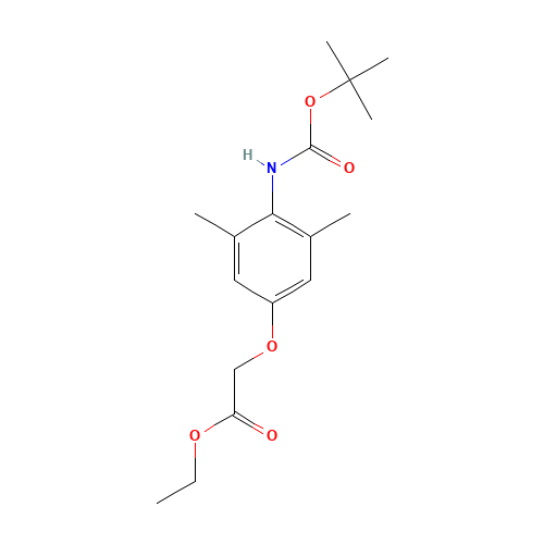 ethyl 2-[3,5-dimethyl-4-[(2-methylpropan-2-yl)oxycarbonylamino]phenoxy]acetate (CAS: 1435914-79-6) - Chemical Structure and Molecular Formula 