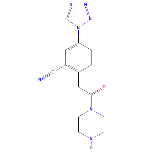 2-(2-oxo-2-piperazin-1-ylethyl)-5-(tetrazol-1-yl)benzonitrile (CAS: 1374573-66-6) - Related Chemical Product