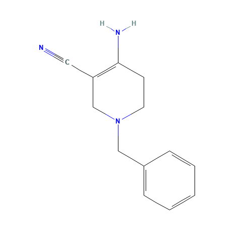 4-amino-1-benzyl-3,6-dihydro-2H-pyridine-5-carbonitrile (CAS: 14247-04-2) - Chemical Structure and Molecular Formula 