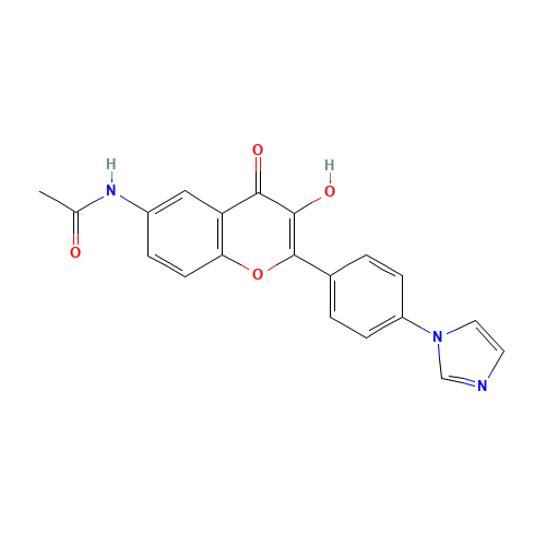 N-[3-hydroxy-2-(4-imidazol-1-ylphenyl)-4-oxochromen-6-yl]acetamide (CAS: 1187016-36-9) - Chemical Structure and Molecular Formula 