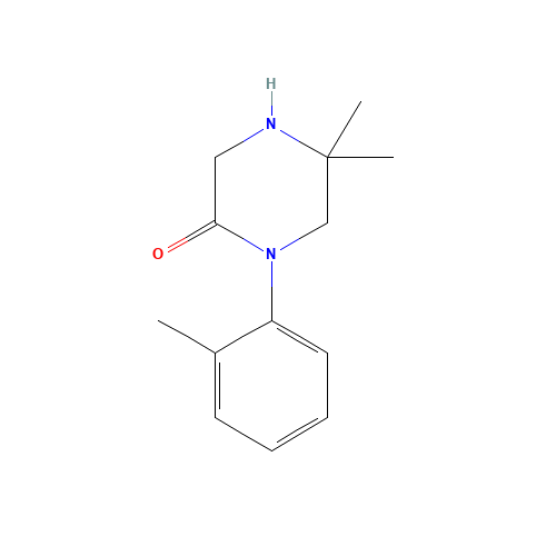 5,5-dimethyl-1-(2-methylphenyl)piperazin-2-one (CAS: 1000047-41-5) - Chemical Structure and Molecular Formula 