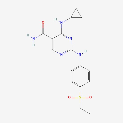 4-(cyclopropylamino)-2-(4-ethylsulfonylanilino)pyrimidine-5-carboxamide (CAS: 1198301-64-2) - Chemical Structure and Molecular Formula 