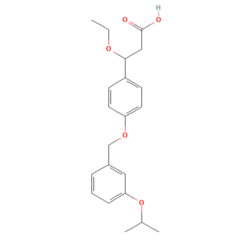 3-ethoxy-3-[4-[(3-propan-2-yloxyphenyl)methoxy]phenyl]propanoic acid (CAS: 1202575-20-9) - Chemical Structure and Molecular Formula 