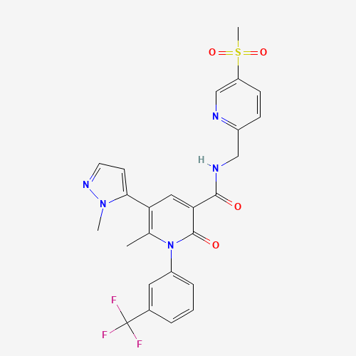 6-methyl-5-(2-methylpyrazol-3-yl)-N-[(5-methylsulfonylpyridin-2-yl)methyl]-2-oxo-1-[3-(trifluoromethyl)phenyl]pyridine-3-carboxamide (CAS: 848141-11-7) - Related Chemical Product