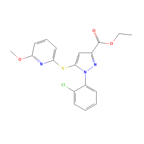 ethyl 1-(2-chlorophenyl)-5-(6-methoxypyridin-2-yl)sulfanylpyrazole-3-carboxylate (CAS: 1138037-30-5) - Related Chemical Product
