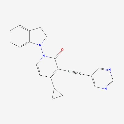 4-cyclopropyl-1-(2,3-dihydroindol-1-yl)-3-(2-pyrimidin-5-ylethynyl)pyridin-2-one (CAS: 1010690-86-4) - Related Chemical Product