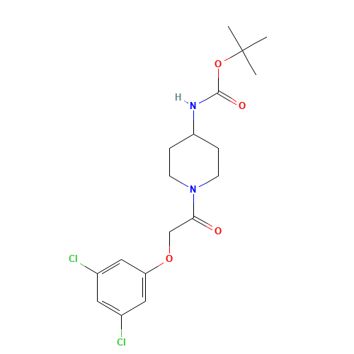 tert-butyl N-[1-[2-(3,5-dichlorophenoxy)acetyl]piperidin-4-yl]carbamate (CAS: 1613513-96-4) - Chemical Structure and Molecular Formula 