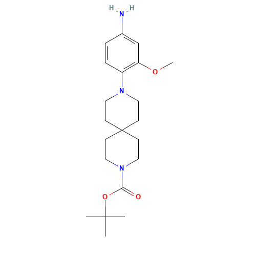 tert-butyl 9-(4-amino-2-methoxyphenyl)-3,9-diazaspiro[5.5]undecane-3-carboxylate (CAS: 1453211-89-6) - Chemical Structure and Molecular Formula 
