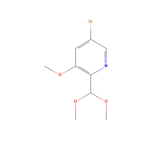 5-bromo-2-(dimethoxymethyl)-3-methoxypyridine (CAS: 1138443-86-3) - Chemical Structure and Molecular Formula 