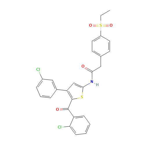 N-[5-(2-chlorobenzoyl)-4-(3-chlorophenyl)thiophen-2-yl]-2-(4-ethylsulfonylphenyl)acetamide (CAS: 1391981-64-8) - Related Chemical Product