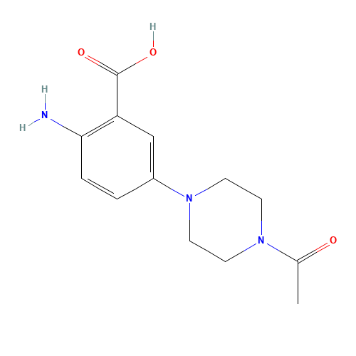 5-(4-acetylpiperazin-1-yl)-2-aminobenzoic acid (CAS: 1092536-85-0) - Chemical Structure and Molecular Formula 