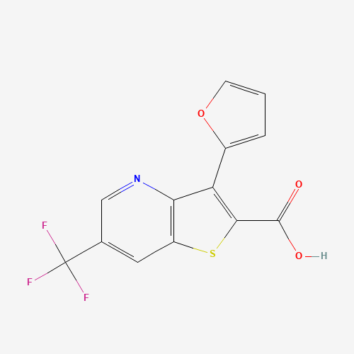 3-(furan-2-yl)-6-(trifluoromethyl)thieno[3,2-b]pyridine-2-carboxylic acid (CAS: 477854-03-8) - Chemical Structure and Molecular Formula 