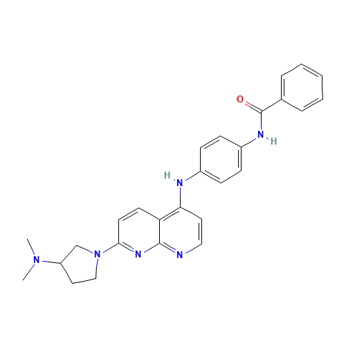 N-[4-[[7-[3-(dimethylamino)pyrrolidin-1-yl]-1,8-naphthyridin-4-yl]amino]phenyl]benzamide (CAS: 1203509-96-9) - Chemical Structure and Molecular Formula 