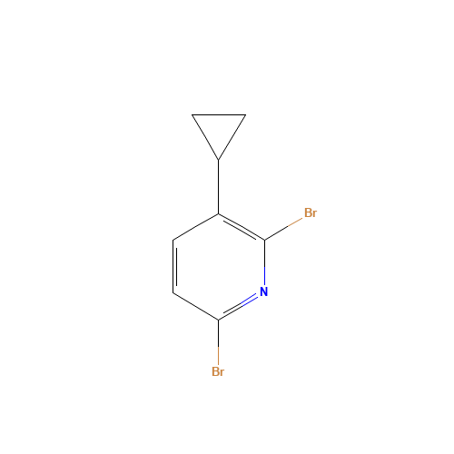 2,6-dibromo-3-cyclopropylpyridine (CAS: 1430329-84-2) - Chemical Structure and Molecular Formula 