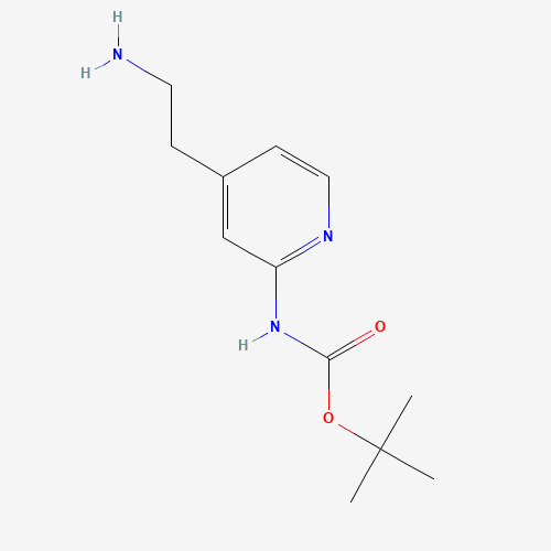 tert-butyl N-[4-(2-aminoethyl)pyridin-2-yl]carbamate (CAS: 190189-67-4) - Chemical Structure and Molecular Formula 
