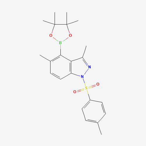 3,5-dimethyl-1-(4-methylphenyl)sulfonyl-4-(4,4,5,5-tetramethyl-1,3,2-dioxaborolan-2-yl)indazole (CAS: 1421252-90-5) - Chemical Structure and Molecular Formula 