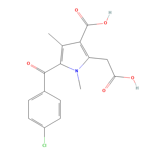 2-(carboxymethyl)-5-(4-chlorobenzoyl)-1,4-dimethylpyrrole-3-carboxylic acid (CAS: 33369-28-7) - Related Chemical Product