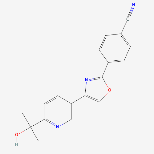 4-[4-[6-(2-hydroxypropan-2-yl)pyridin-3-yl]-1,3-oxazol-2-yl]benzonitrile (CAS: 1207747-04-3) - Chemical Structure and Molecular Formula 