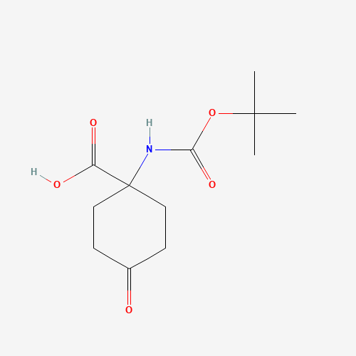 1-[(2-methylpropan-2-yl)oxycarbonylamino]-4-oxocyclohexane-1-carboxylic acid (CAS: 285996-76-1) - Chemical Structure and Molecular Formula 