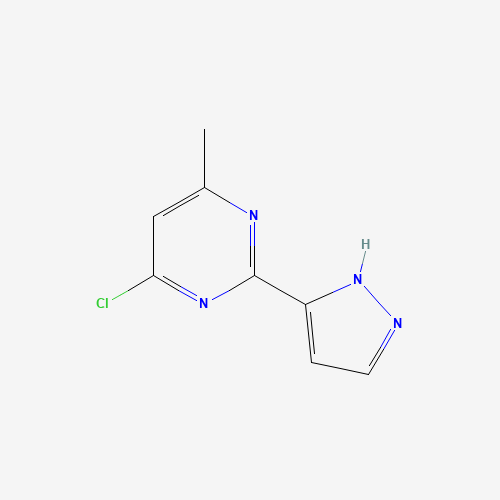 4-chloro-6-methyl-2-(1H-pyrazol-5-yl)pyrimidine (CAS: 166197-06-4) - Chemical Structure and Molecular Formula 