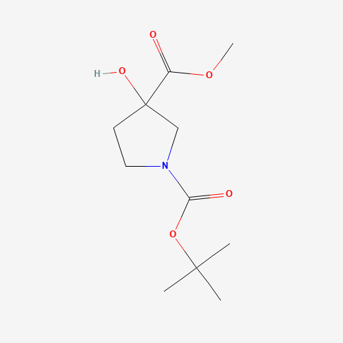 1-O-tert-butyl 3-O-methyl 3-hydroxypyrrolidine-1,3-dicarboxylate (CAS: 942190-61-6) - Chemical Structure and Molecular Formula 