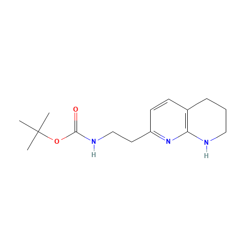 tert-butyl N-[2-(5,6,7,8-tetrahydro-1,8-naphthyridin-2-yl)ethyl]carbamate (CAS: 227751-78-2) - Chemical Structure and Molecular Formula 