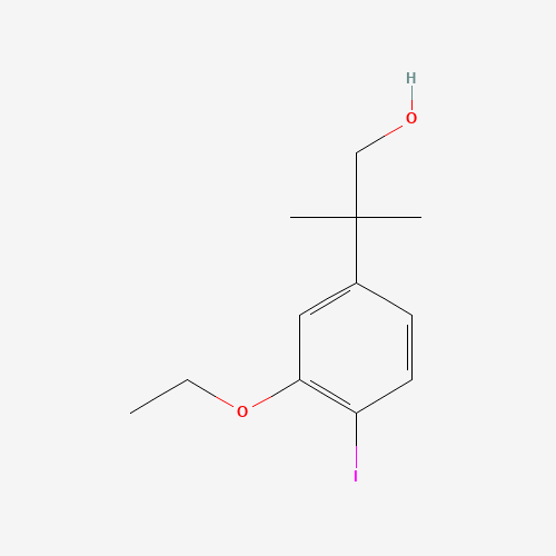 2-(3-ethoxy-4-iodophenyl)-2-methylpropan-1-ol (CAS: 870007-47-9) - Chemical Structure and Molecular Formula 