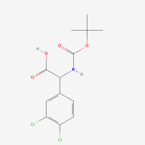 2-(3,4-dichlorophenyl)-2-[(2-methylpropan-2-yl)oxycarbonylamino]acetic acid (CAS: 142121-95-7) - Chemical Structure and Molecular Formula 