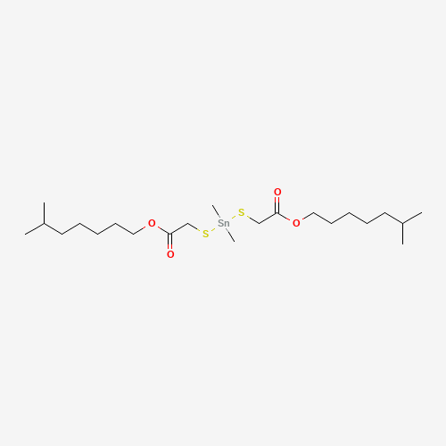 6-methylheptyl 2-[dimethyl-[2-(6-methylheptoxy)-2-oxoethyl]sulfanylstannyl]sulfanylacetate (CAS: 26636-01-1) - Chemical Structure and Molecular Formula 