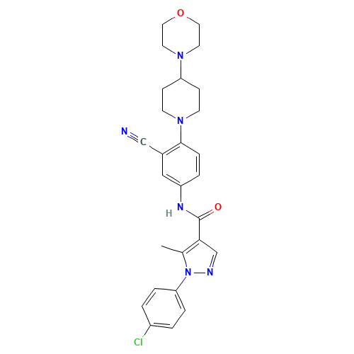 1-(4-chlorophenyl)-N-[3-cyano-4-(4-morpholin-4-ylpiperidin-1-yl)phenyl]-5-methylpyrazole-4-carboxamide (CAS: 288250-47-5) - Related Chemical Product