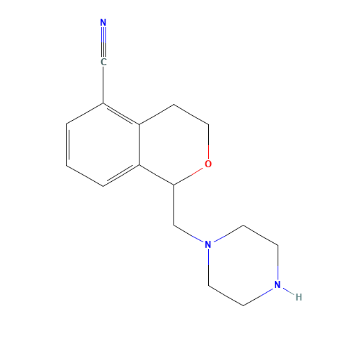 1-(piperazin-1-ylmethyl)-3,4-dihydro-1H-isochromene-5-carbonitrile (CAS: 1255207-62-5) - Chemical Structure and Molecular Formula 