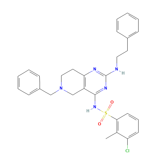 N-[6-benzyl-2-(2-phenylethylamino)-7,8-dihydro-5H-pyrido[4,3-d]pyrimidin-4-yl]-3-chloro-2-methylbenzenesulfonamide (CAS: 1208123-85-6) - Related Chemical Product