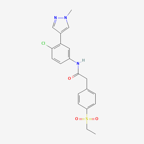 N-[4-chloro-3-(1-methylpyrazol-4-yl)phenyl]-2-(4-ethylsulfonylphenyl)acetamide (CAS: 1426804-19-4) - Chemical Structure and Molecular Formula 