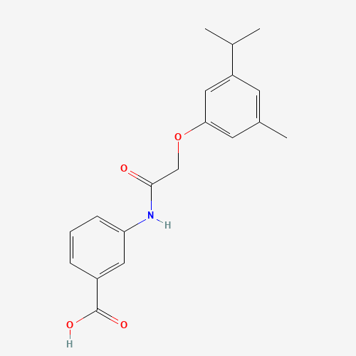 3-[[2-(3-methyl-5-propan-2-ylphenoxy)acetyl]amino]benzoic acid (CAS: 649773-60-4) - Chemical Structure and Molecular Formula 