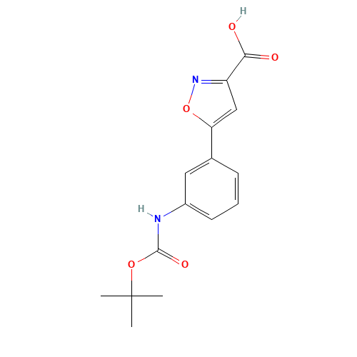 5-[3-[(2-methylpropan-2-yl)oxycarbonylamino]phenyl]-1,2-oxazole-3-carboxylic acid (CAS: 1263283-70-0) - Chemical Structure and Molecular Formula 