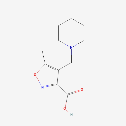 5-methyl-4-(piperidin-1-ylmethyl)-1,2-oxazole-3-carboxylic acid (CAS: 893750-05-5) - Chemical Structure and Molecular Formula 