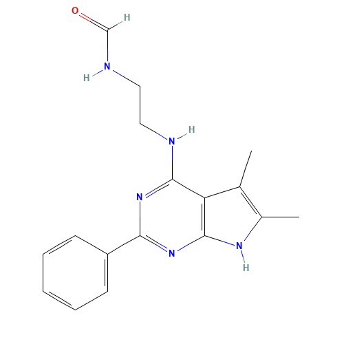 N-[2-[(5,6-dimethyl-2-phenyl-7H-pyrrolo[2,3-d]pyrimidin-4-yl)amino]ethyl]formamide (CAS: 251946-22-2) - Related Chemical Product