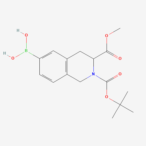 [3-methoxycarbonyl-2-[(2-methylpropan-2-yl)oxycarbonyl]-3,4-dihydro-1H-isoquinolin-6-yl]boronic acid (CAS: 897375-70-1) - Related Chemical Product
