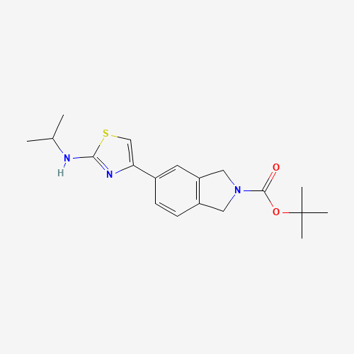 tert-butyl 5-[2-(propan-2-ylamino)-1,3-thiazol-4-yl]-1,3-dihydroisoindole-2-carboxylate (CAS: 850877-62-2) - Chemical Structure and Molecular Formula 