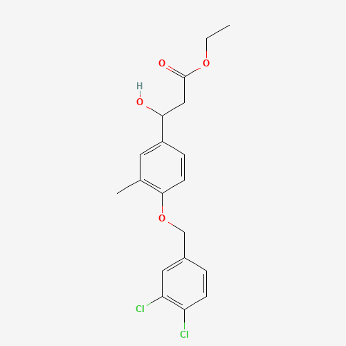 ethyl 3-[4-[(3,4-dichlorophenyl)methoxy]-3-methylphenyl]-3-hydroxypropanoate (CAS: 1202577-44-3) - Chemical Structure and Molecular Formula 