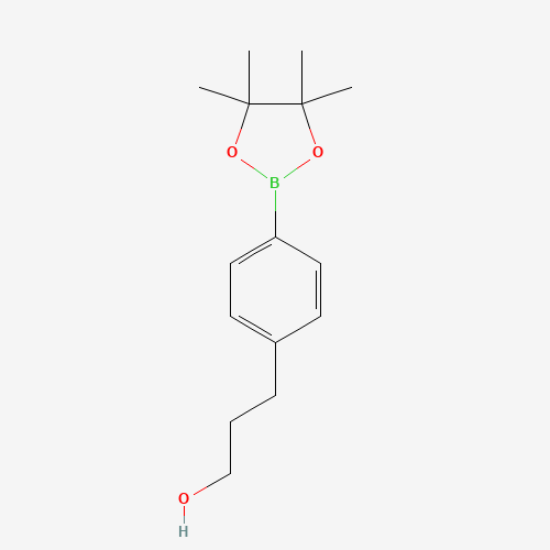 3-[4-(4,4,5,5-tetramethyl-1,3,2-dioxaborolan-2-yl)phenyl]propan-1-ol (CAS: 651030-57-8) - Chemical Structure and Molecular Formula 