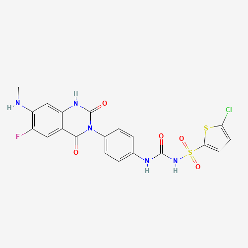 1-(5-chlorothiophen-2-yl)sulfonyl-3-[4-[6-fluoro-7-(methylamino)-2,4-dioxo-1H-quinazolin-3-yl]phenyl]urea (CAS: 936500-94-6) - Related Chemical Product