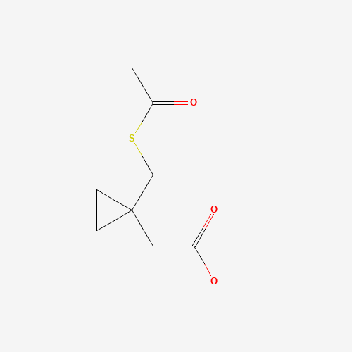 methyl 2-[1-(acetylsulfanylmethyl)cyclopropyl]acetate (CAS: 142148-14-9) - Chemical Structure and Molecular Formula 