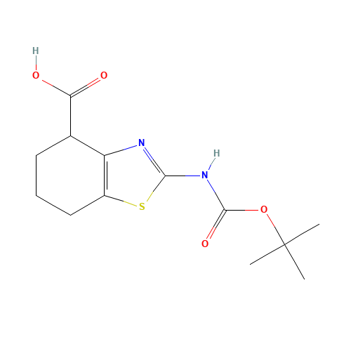 2-[(2-methylpropan-2-yl)oxycarbonylamino]-4,5,6,7-tetrahydro-1,3-benzothiazole-4-carboxylic acid (CAS: 1190391-84-4) - Chemical Structure and Molecular Formula 