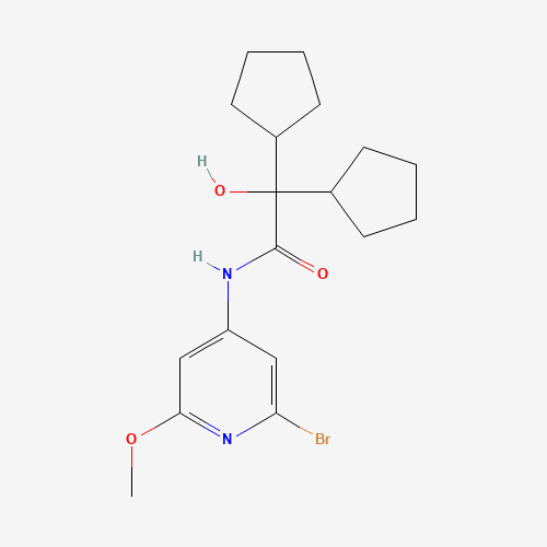 N-(2-bromo-6-methoxypyridin-4-yl)-2,2-dicyclopentyl-2-hydroxyacetamide (CAS: 1433905-14-6) - Chemical Structure and Molecular Formula 