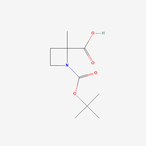 2-methyl-1-[(2-methylpropan-2-yl)oxycarbonyl]azetidine-2-carboxylic acid (CAS: 449758-77-4) - Chemical Structure and Molecular Formula 