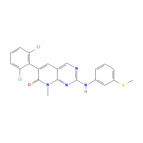 6-(2,6-dichlorophenyl)-8-methyl-2-(3-methylsulfanylanilino)pyrido[2,3-d]pyrimidin-7-one (CAS: 260415-63-2) - Related Chemical Product