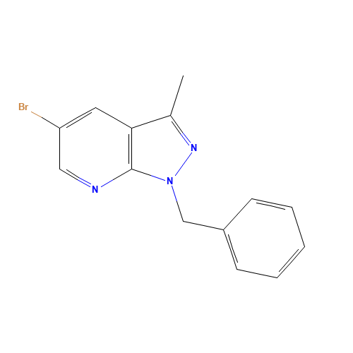 1-benzyl-5-bromo-3-methylpyrazolo[3,4-b]pyridine (CAS: 1131121-64-6) - Chemical Structure and Molecular Formula 